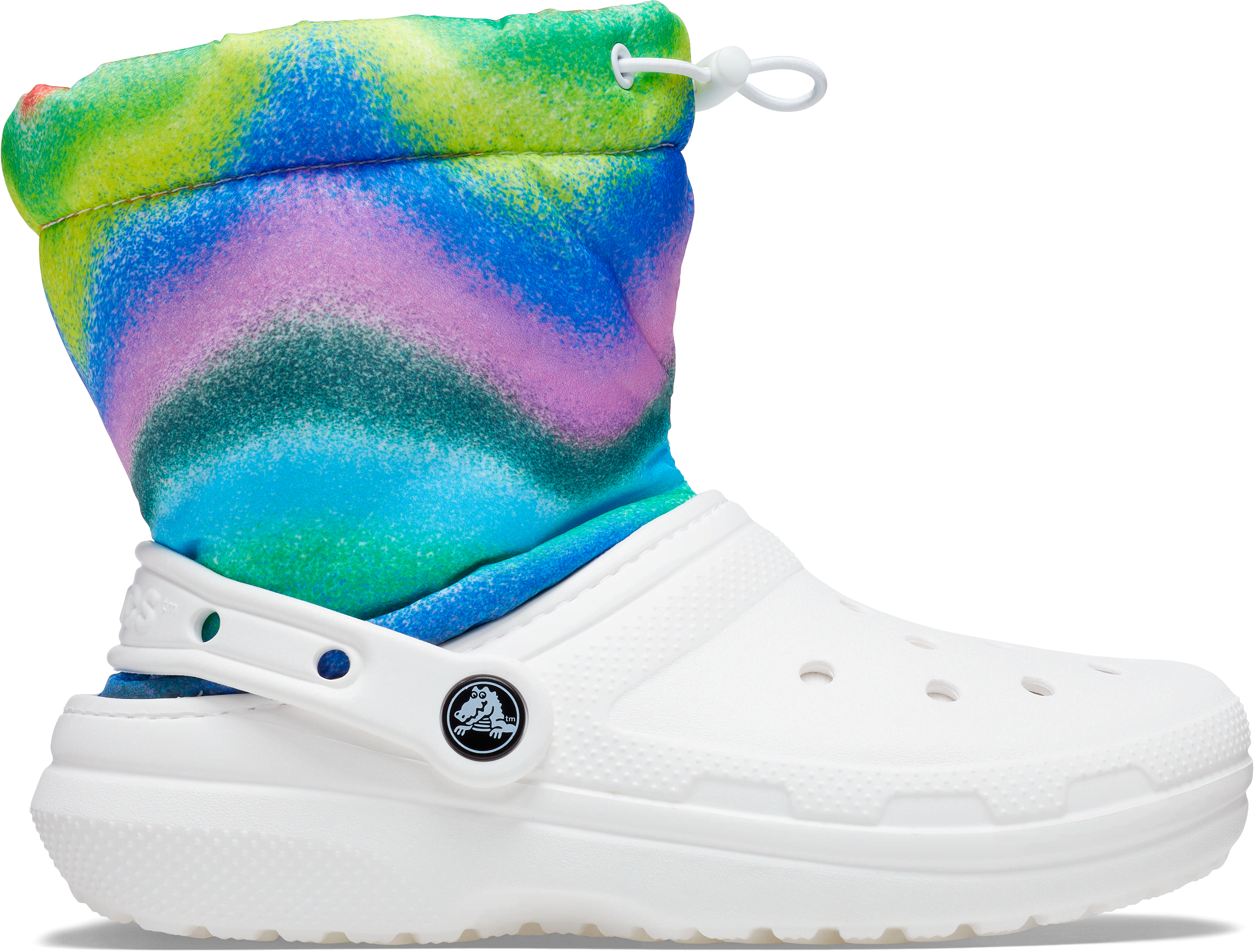 Crocs | Kids | Classic Lined Spray Dye Neo Puff Boot | Boots | White / Multi | J2