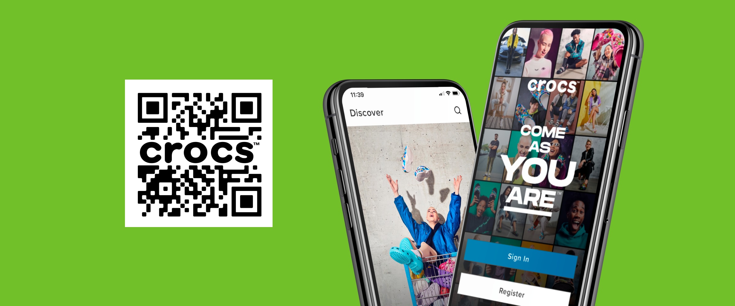 Download the crocs app using the QR code