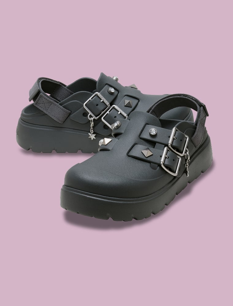 Two sets of Crocs Miami sandals