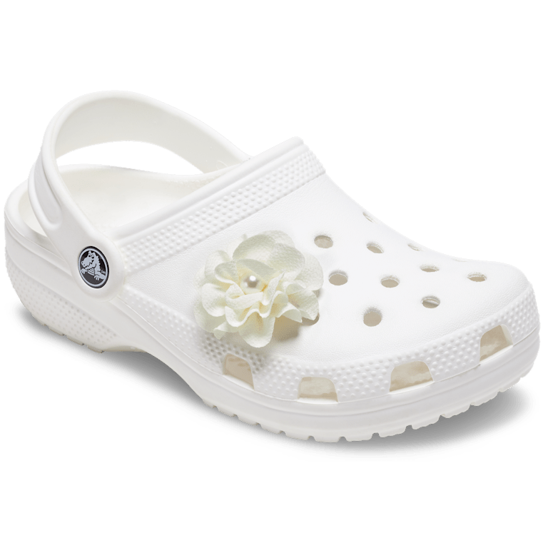 White Fabric Flower With Pearl