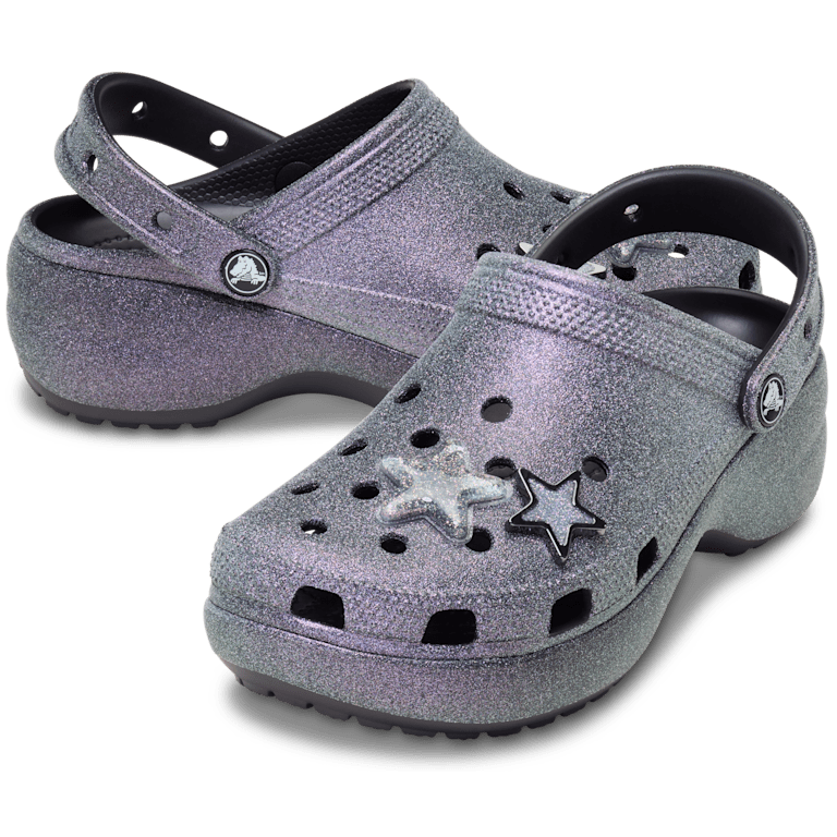 Classic Platform Iridescent Glitter Embellished Clog