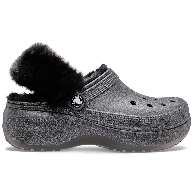 Classic Platform Fuzz Lined Glitter Clog Crocs