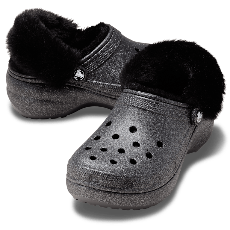 Classic Platform Fuzz Lined Glitter Clog