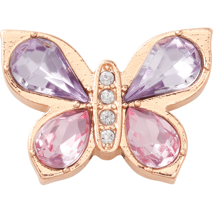  Gold Butterfly with Gem - charm view - Jibbitz