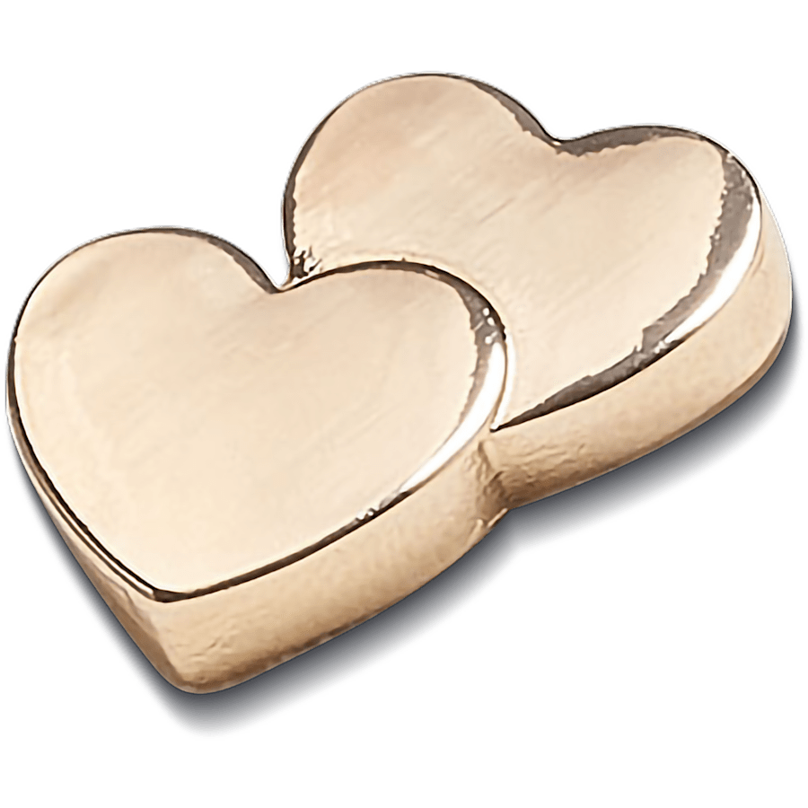  Gold Double Heart - charms on shoes - Jibbitz