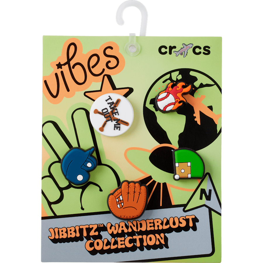  Take Me Out Ball Game 5 Pack - charms on packing card - Jibbitz