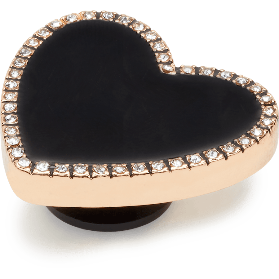 Cœur noir avec contour doré - Angle personnalisé - Jibbitz Charms