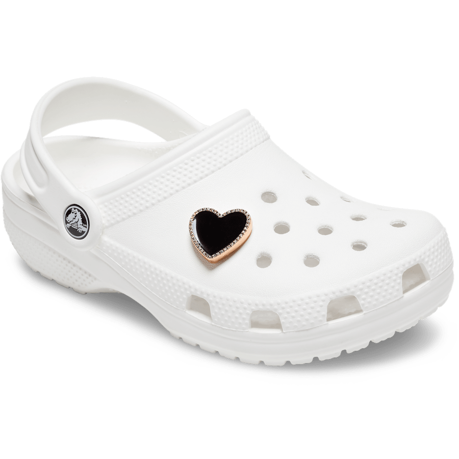 Cœur noir avec contour doré - charm-on-shoes - Jibbitz Charms