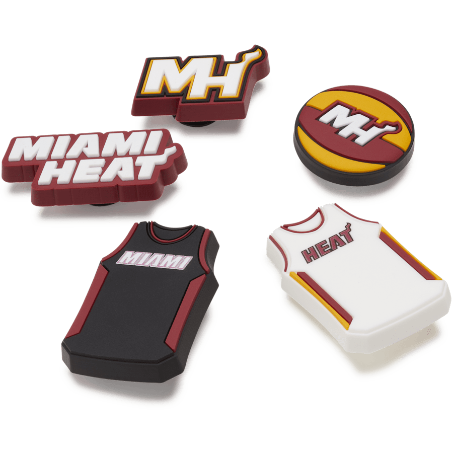 Ensemble de 5 breloques des Heat de Miami de la NBA - Angle personnalisé - Jibbitz Charms