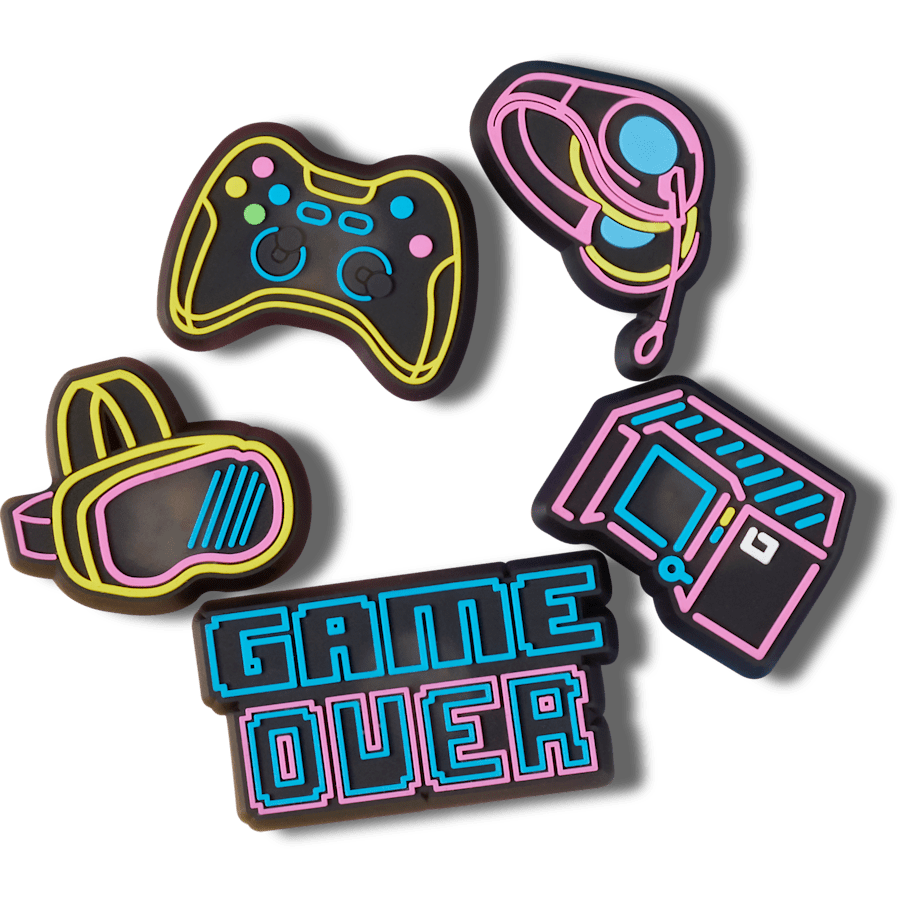  Lights Up Neon Gamer 5 Pack - charm view - Jibbitz