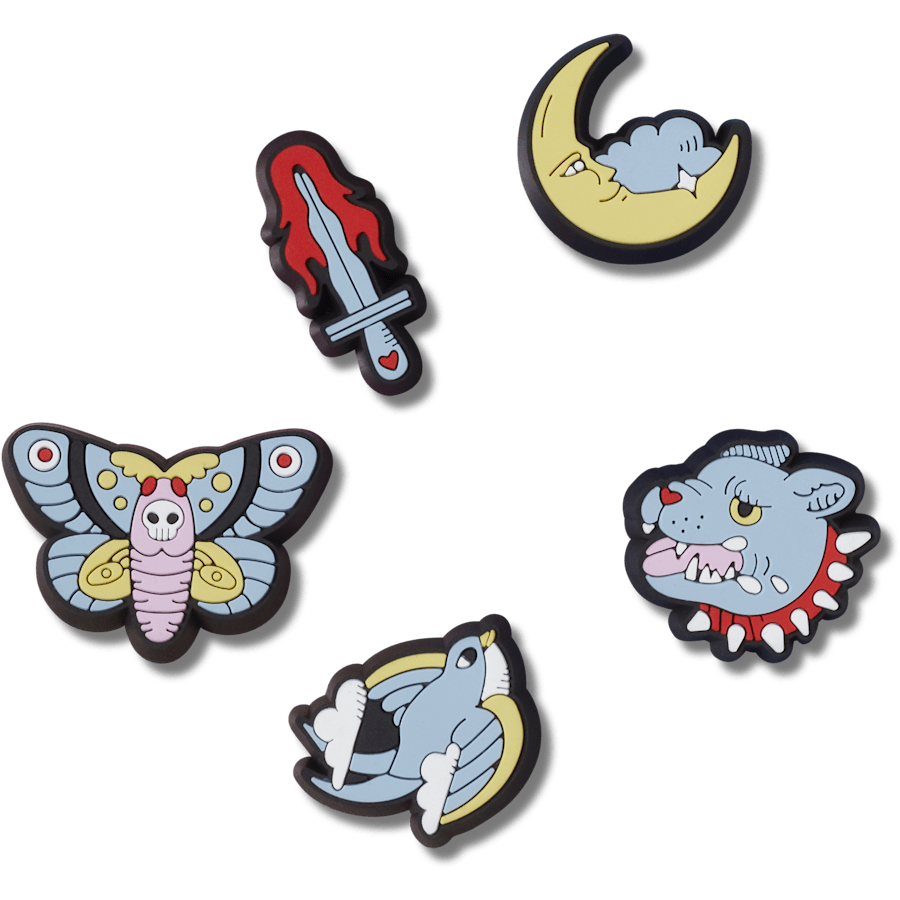  Tattooed Retro 5 Pack - charm view - Jibbitz