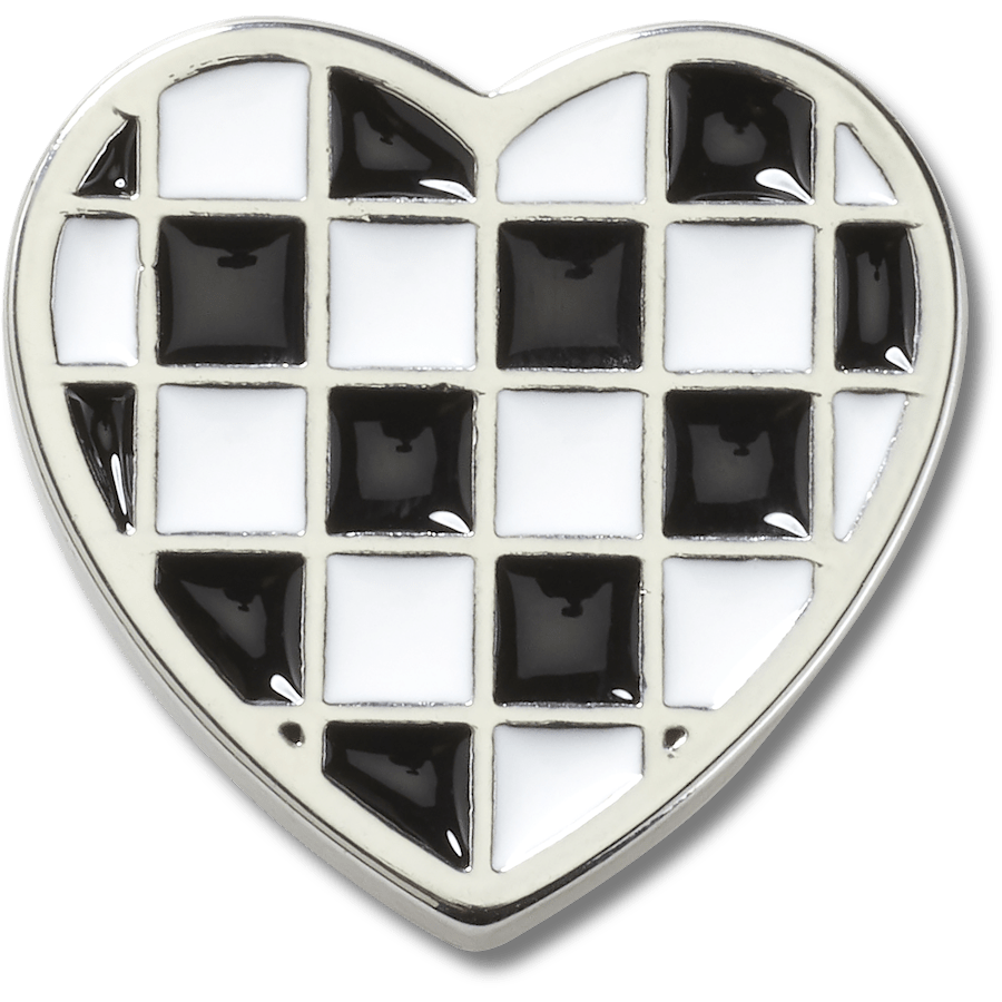  Silver Checkerboard Heart - charm view - Jibbitz