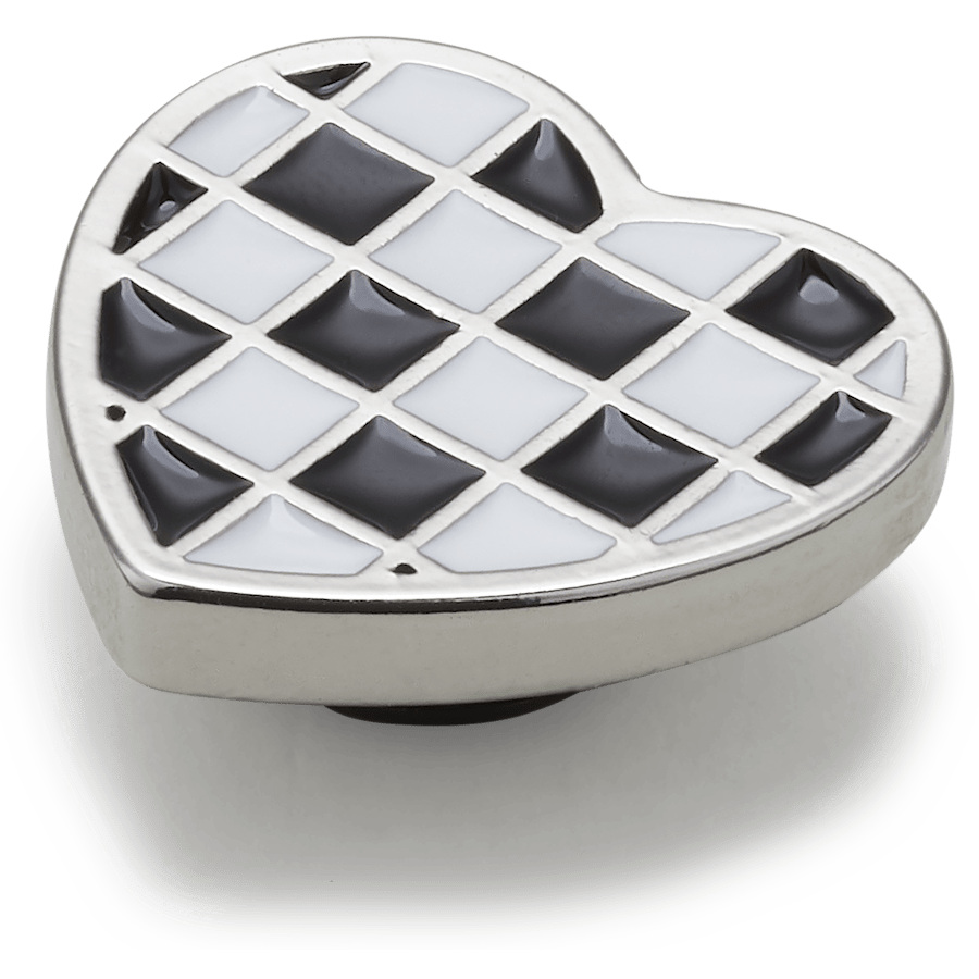  Silver Checkerboard Heart - charms on shoes - Jibbitz