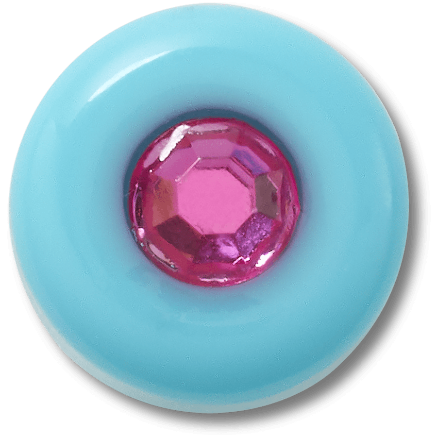  Teal Circle Gem - charm view - Jibbitz