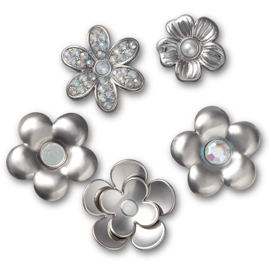 Monochrome Slvr Flwrs 5 Pack - charm view - Jibbitz Charms