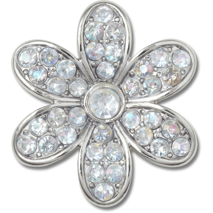  Silver Monochrome Daisy - charm view - Jibbitz