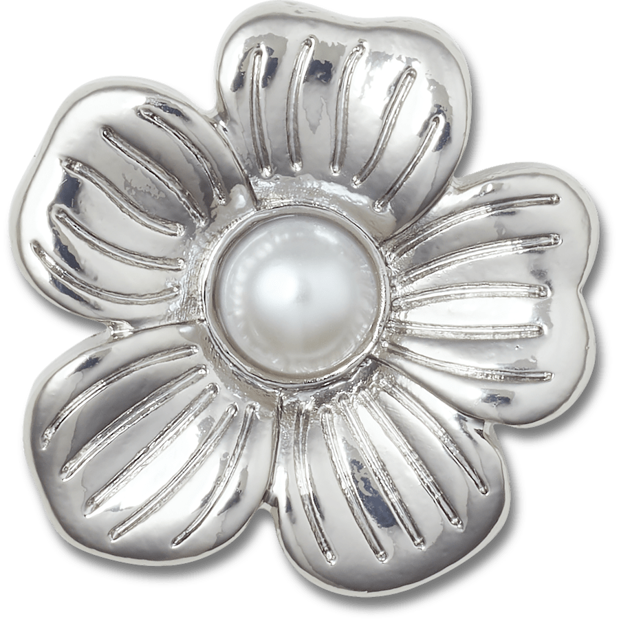  Silver Monochrome Daisy 2 - charm view - Jibbitz