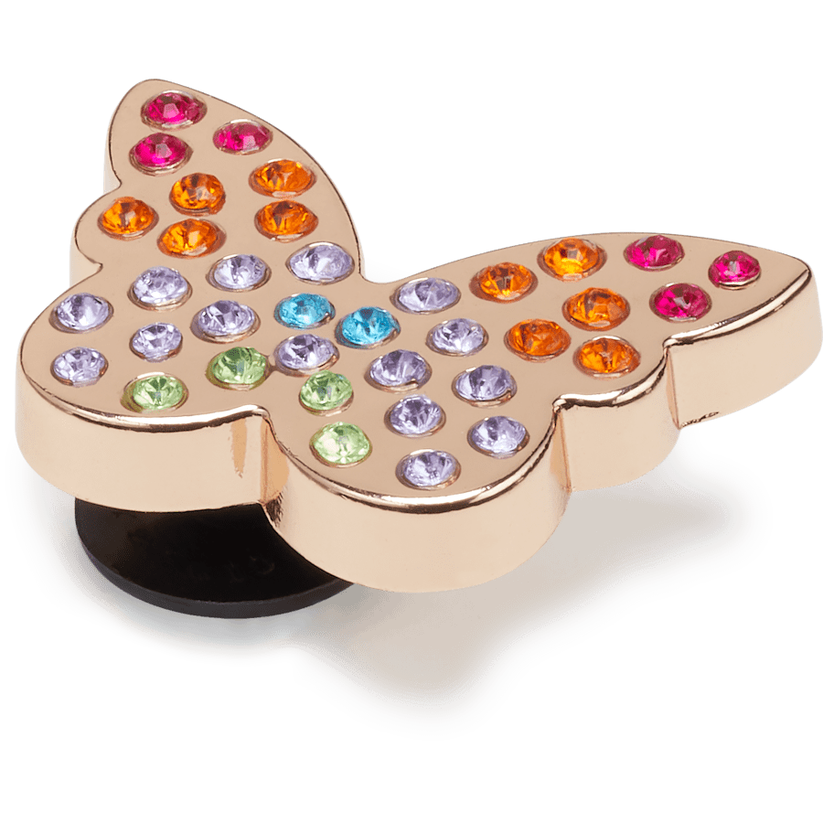 Gold Rainbow Encrstd Butterfly - Custom Angle - Jibbitz Charms