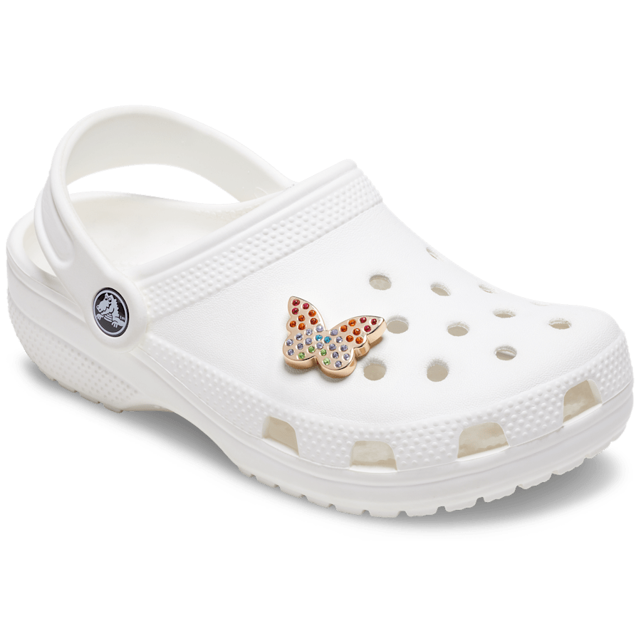 Gold Rainbow Encrstd Butterfly - charm-on-shoes - Jibbitz Charms