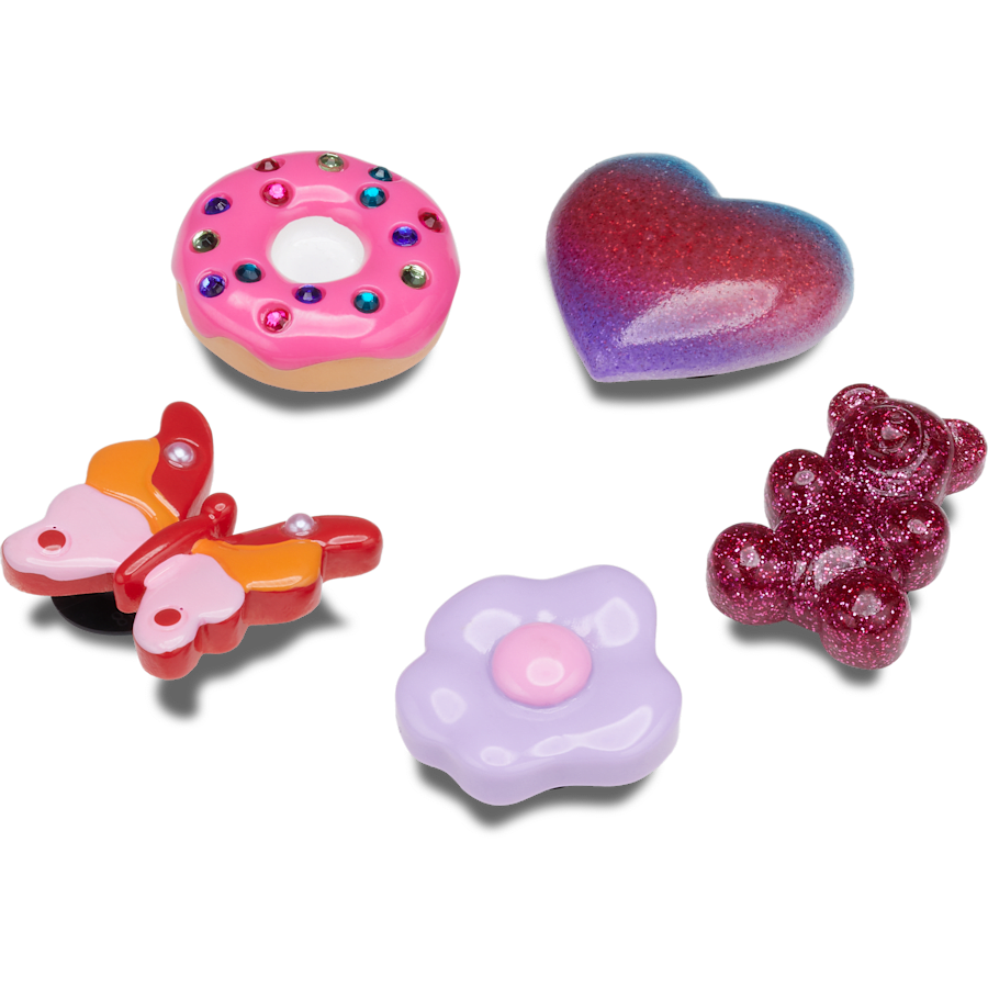 Ensemble de 5 breloques amusantes mauves et roses - Angle personnalisé - Jibbitz Charms