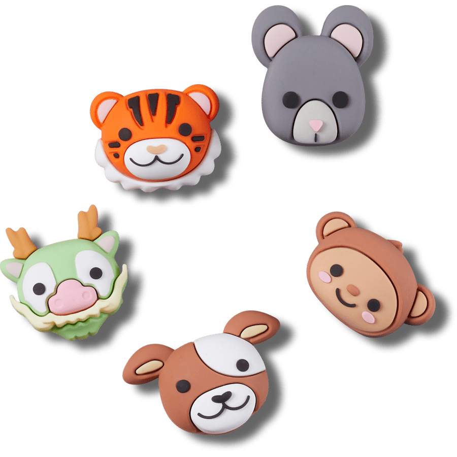  3D Animal Mix Face 5 Pack - Custom Angle - Jibbitz
