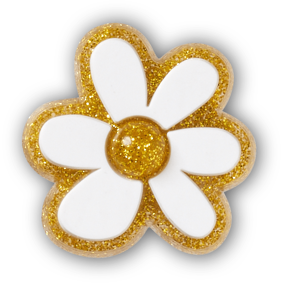  Gold and White Floral - charm view - Jibbitz