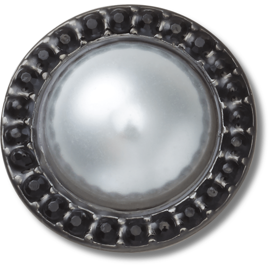  Pearl with Black Gem Base - charm view - Jibbitz