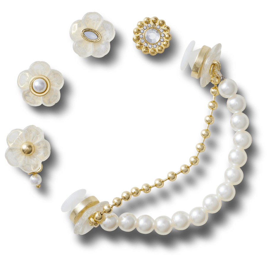Ensemble de 5 breloques Fleurs dorées - vue accessoire - Jibbitz Charms