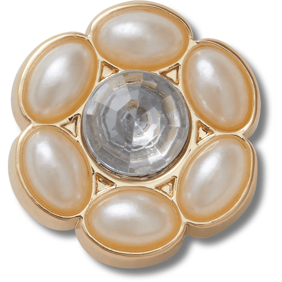  Tiny Silver and Pearl Flower - charm view - Jibbitz