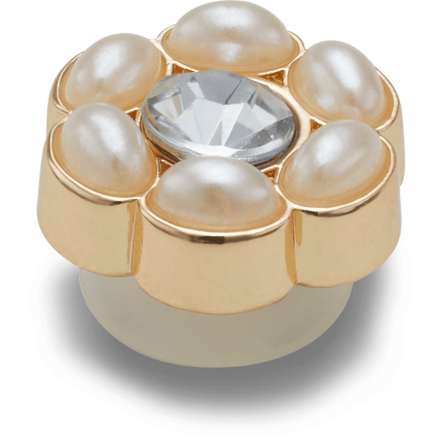  Tiny Silver and Pearl Flower - charms on shoes - Jibbitz