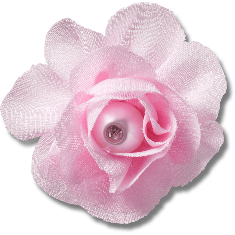  Pink Fabric Flower With Pearl - charm view - Jibbitz