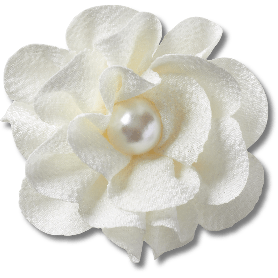  White Fabric Flower With Pearl - charm view - Jibbitz