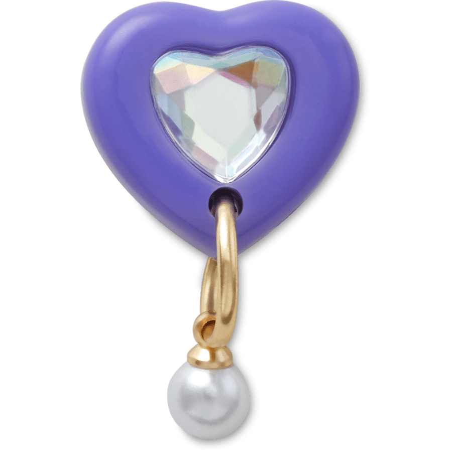  Purple Heart With Pearl - charm view - Jibbitz