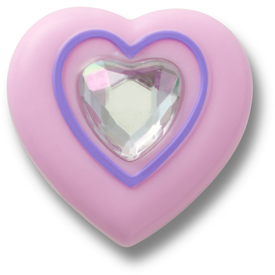  Pink Heart With Gem - charm view - Jibbitz