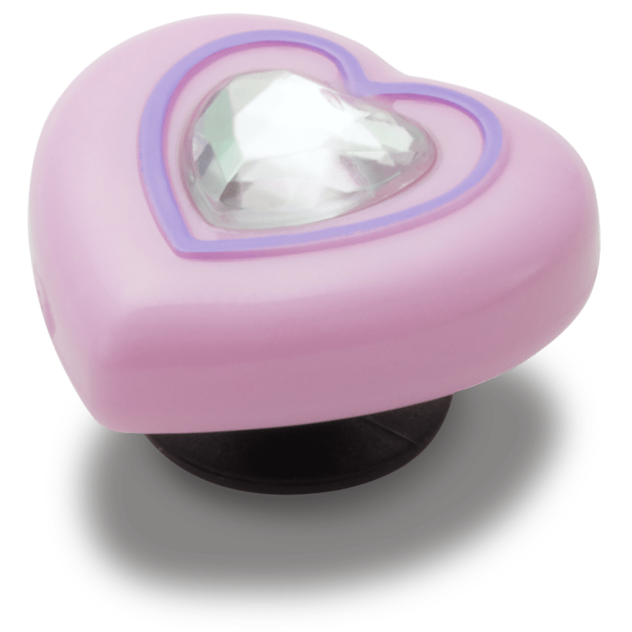  Pink Heart With Gem - charms on shoes - Jibbitz