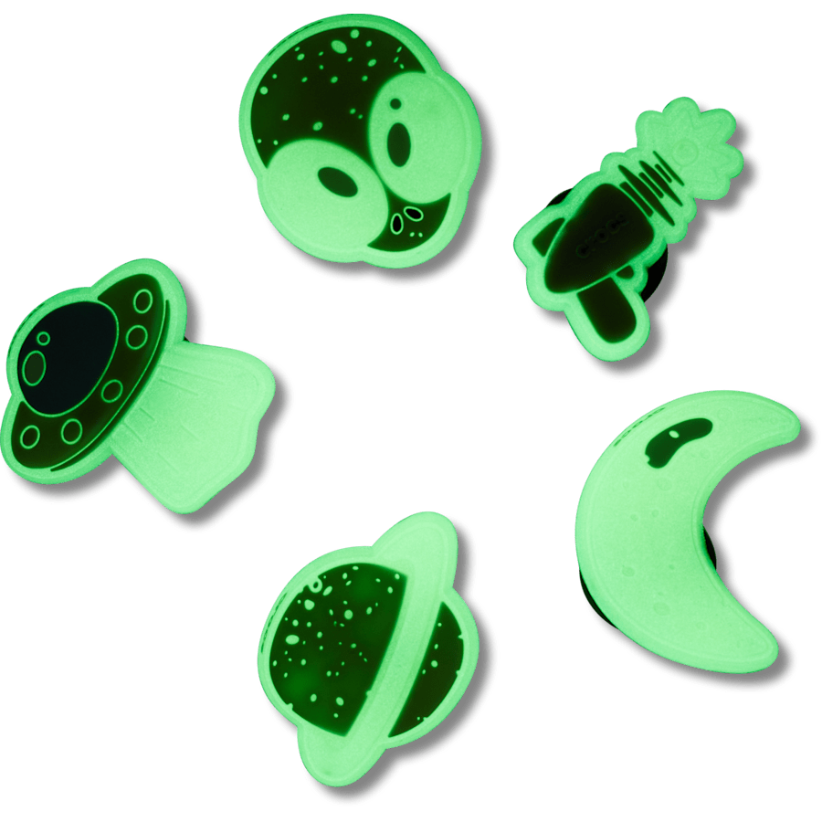 Ensemble de 5 breloques Espace phosphorescent - accessoires sur la carte du colis - Jibbitz Charms