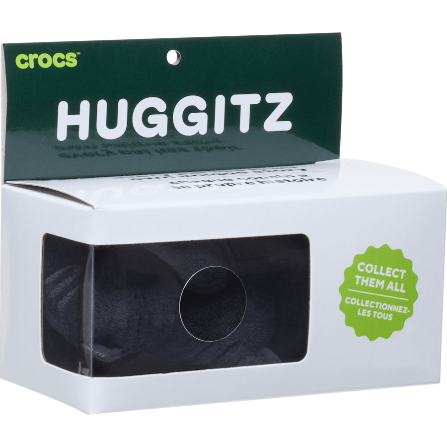 Chat noir velouté Huggitz - accessoires sur la carte du colis - Jibbitz Charms
