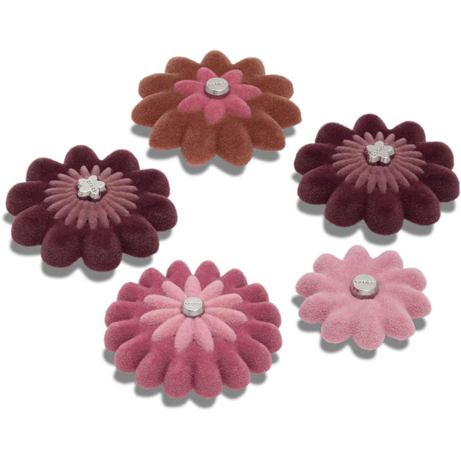 Pink Velvet Flower 5 Pack - aangepaste hoek - Jibbitz Charms