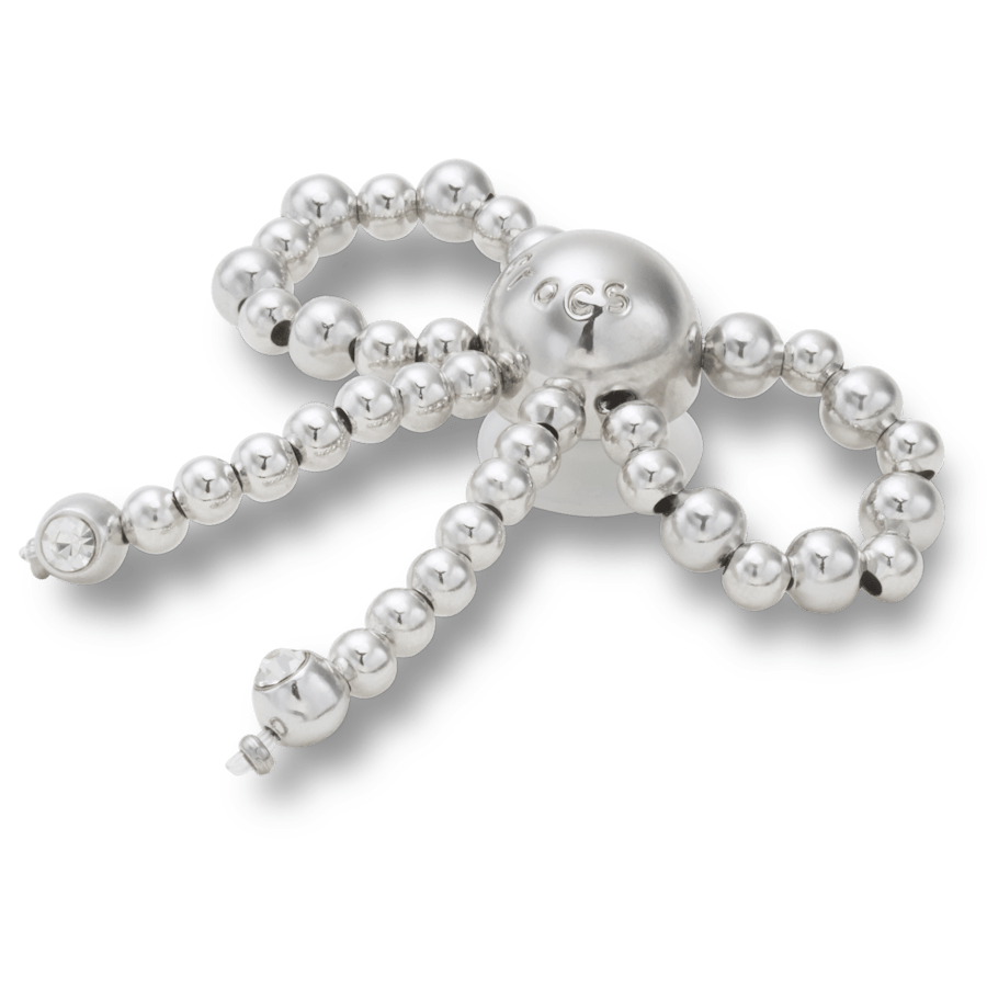 Silver Beaded Bow - angle personnalisé - Jibbitz Charms