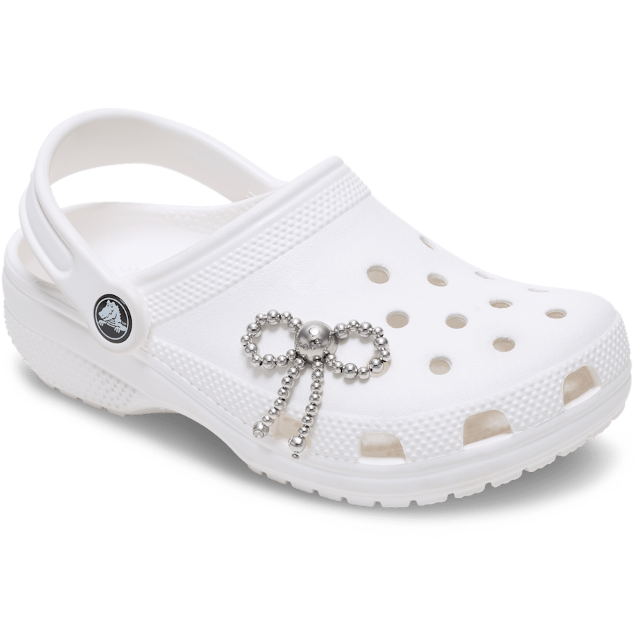 Silver Beaded Bow - charm-on-shoes - Jibbitz Charms