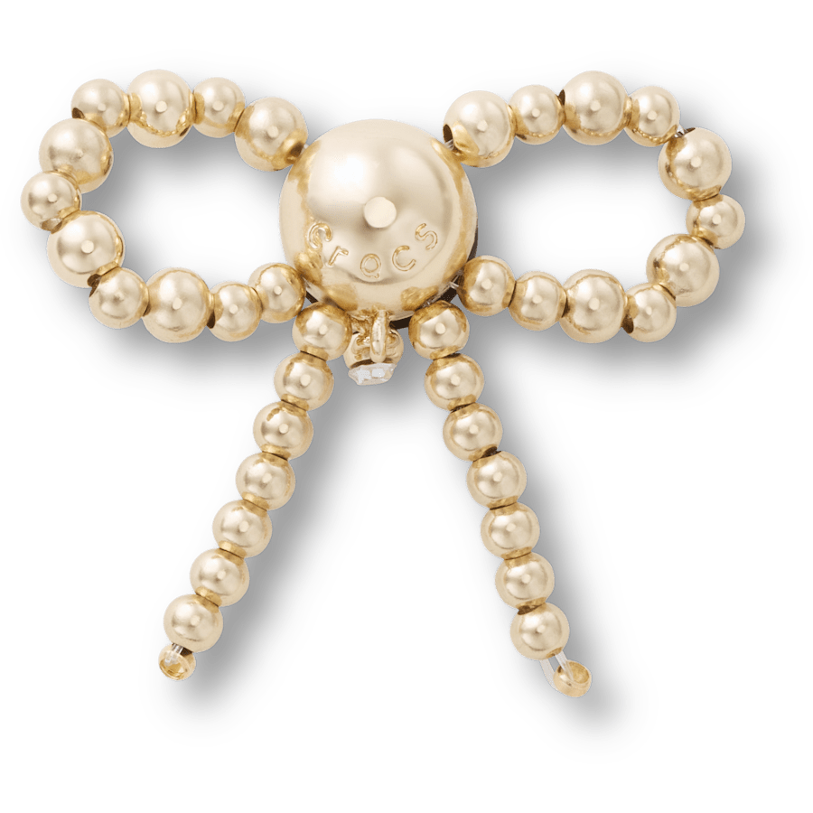 Gold Beaded Bow - charm view - Jibbitz Charms