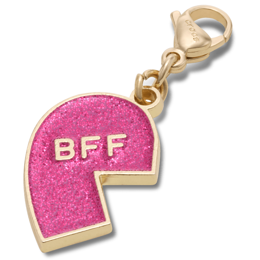 Pink Glitter BFF Charm Left - Custom Angle - Jibbitz Charms