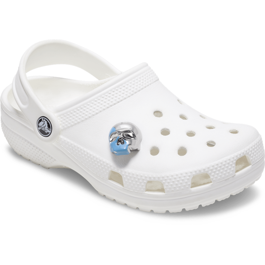 Silver and Blue Enamel Skull - charm-on-shoes - Jibbitz Charms