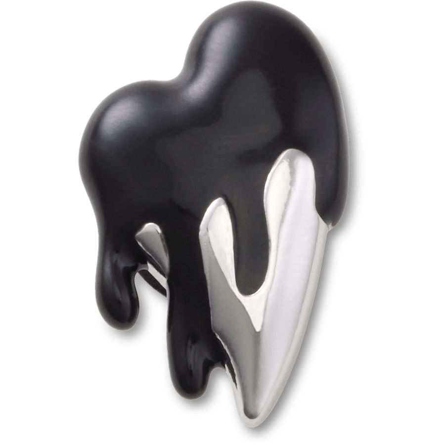 Silver and Black Enamel Heart - vue accessoire - Jibbitz Charms