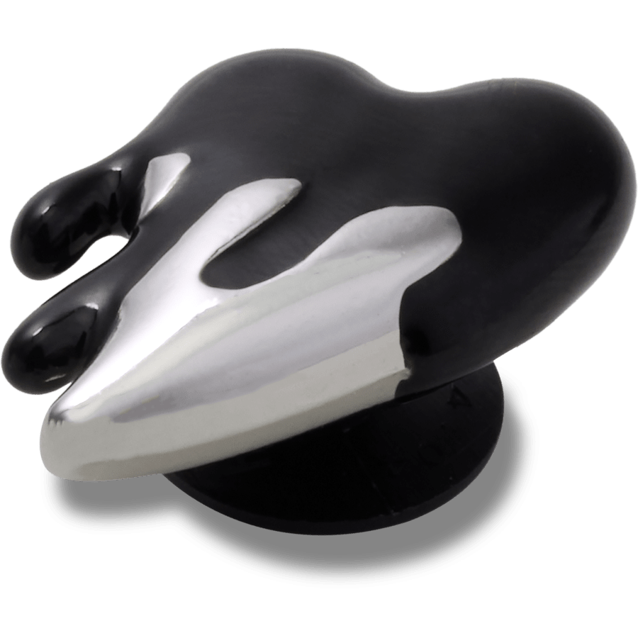 Silver and Black Enamel Heart - angle personnalisé - Jibbitz Charms
