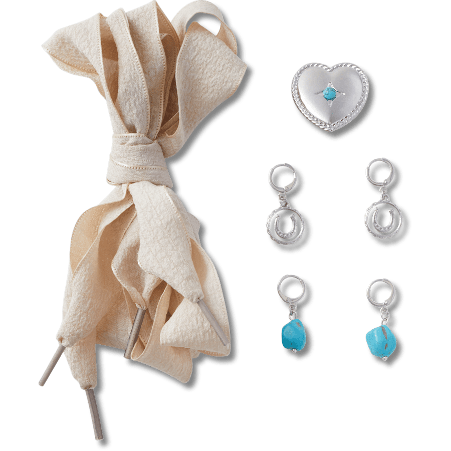  Laces and Silver Turquoise Charm Kit - charm view - Jibbitz