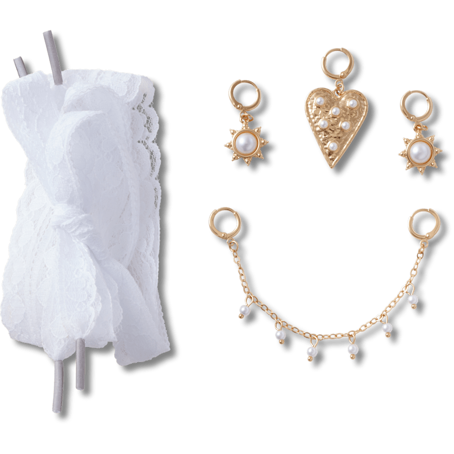  Laces and Pearl Chain Charm Kit - charm view - Jibbitz