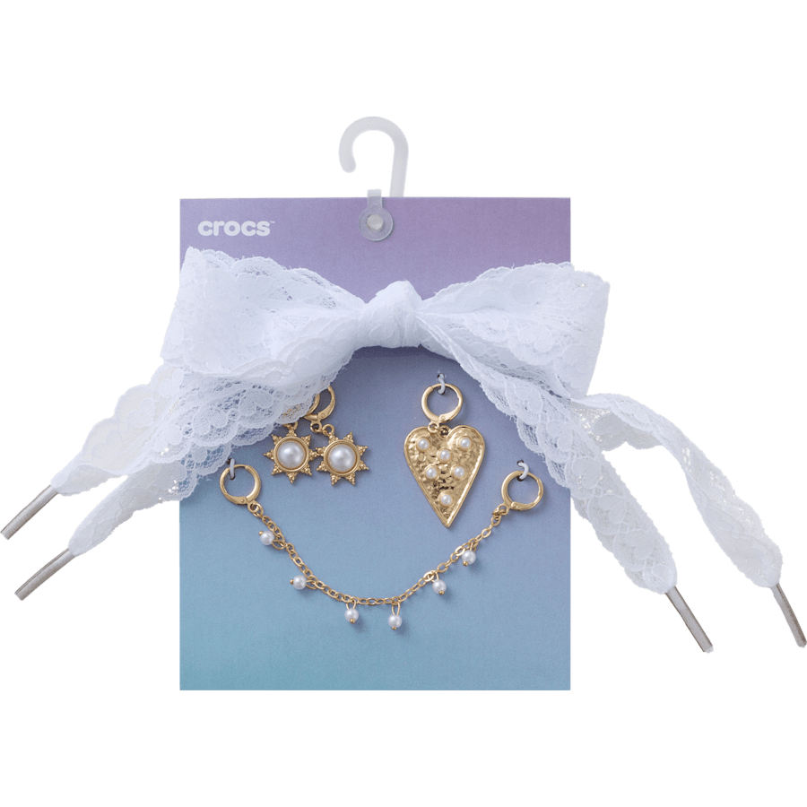  Laces and Pearl Chain Charm Kit - charms on shoes - Jibbitz