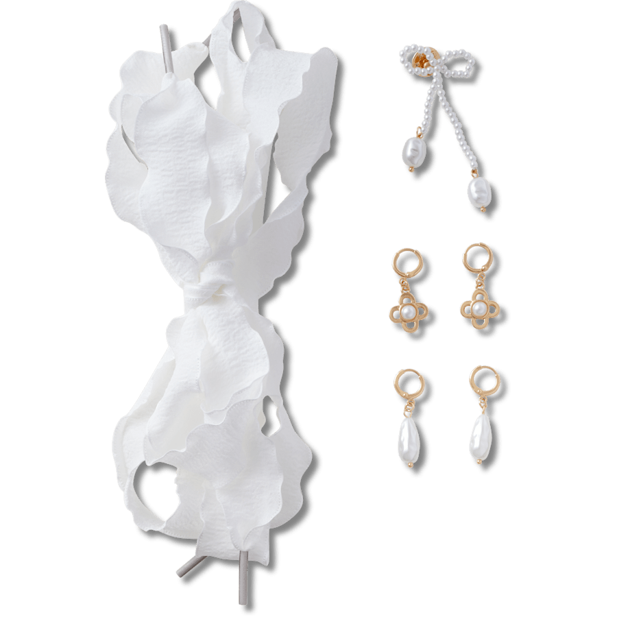  Laces and Pearl Bow Charm Kit - charm view - Jibbitz