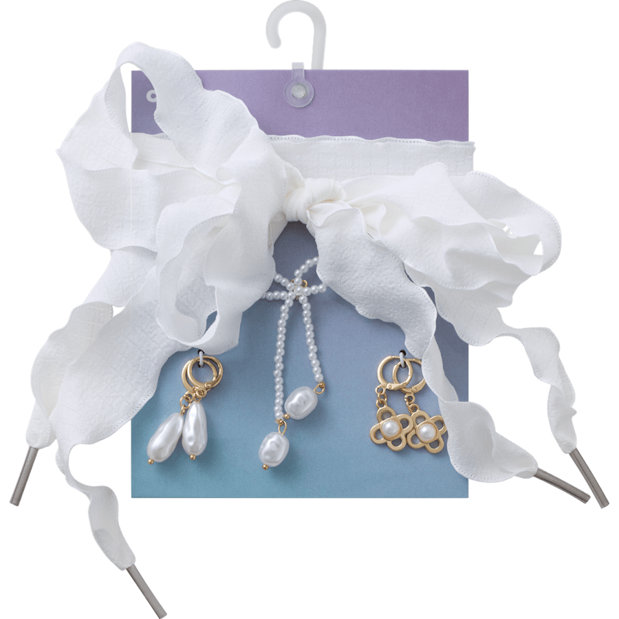  Laces and Pearl Bow Charm Kit - charms on shoes - Jibbitz